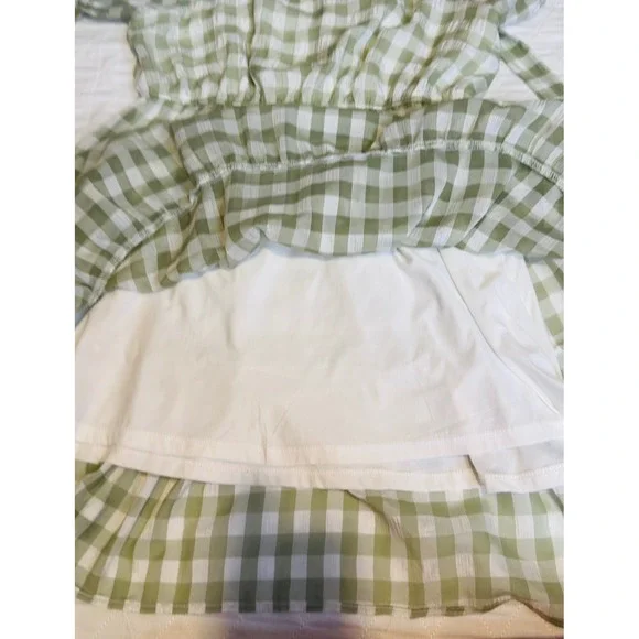 Mine Green and white checkered Dress Size Large - Picture 9 of 12
